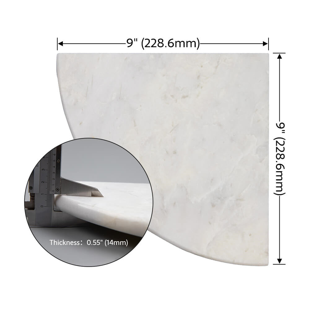 Creamy White Marble Corner Shower Shelf Polished Round Edge Pack of 1